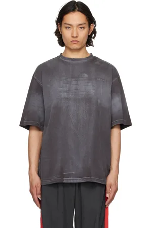 We11 Done T-shirt gris à effet aérosol