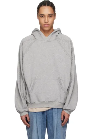 WOOYOUNGMI Pull à capuche gris à coutures à ornements brodés