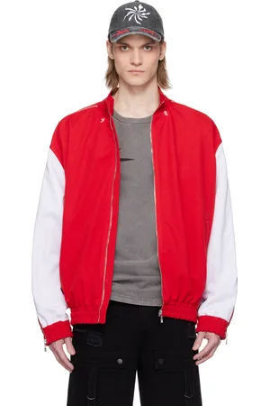 Kusikohc Blouson de survêtement rouge et blanc à glissières