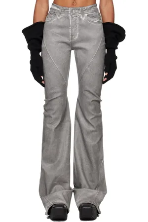 Rick Owens Jean semi-évasé blanc cassé à panneaux asymétriques