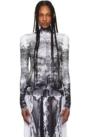 Jean Paul Gaultier T-shirt à manches longues noir et blanc à images à logo - Très Gaultier