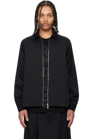 Fumito Ganryu Blouson noir en laine à panneaux de ventilation