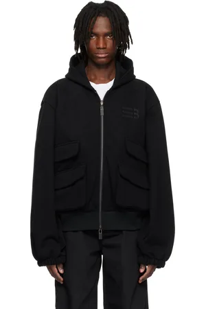 NAMESAKE Pull à capuche Hugo noir à glissière et à logo Globe