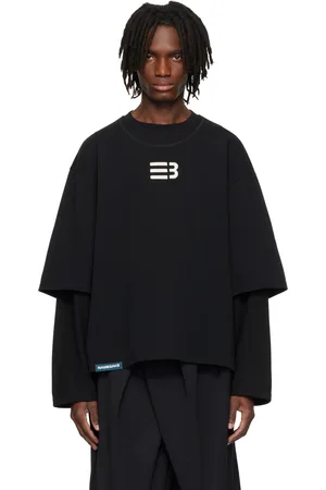 NAMESAKE T-shirt surdimensionné Mayo noir à manches étagées et à logo Globe