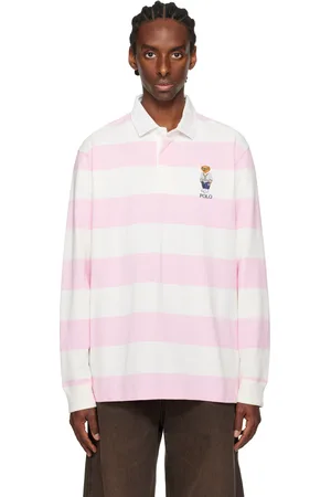 Ralph Lauren Polo de rugby rose et blanc en jersey à ourson Polo Bear et à coupe classique