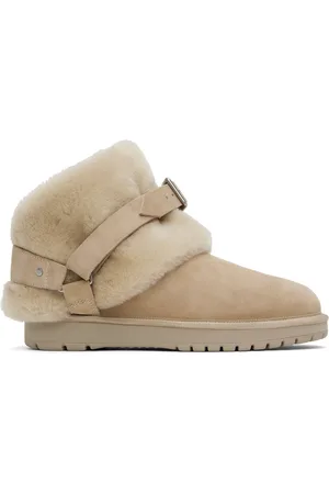 Burberry Bottes Chubby beiges en suède à doublure en peau retournée
