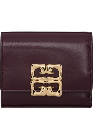 Givenchy Portefeuille bourgogne à ferrure à logo 4G Liquid et à trois volets