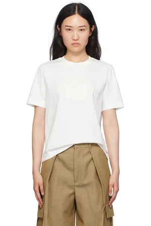Burberry T-shirt blanc en coton à emblème du cavalier