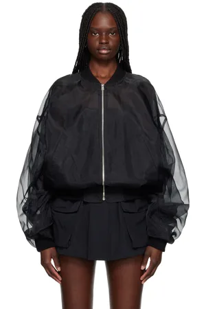 We11 Done Blouson aviateur noir à coutures torsadées