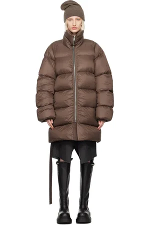 Rick Owens Manteau Turtle brun rembourré en duvet