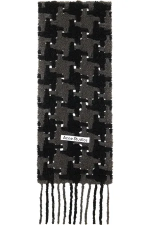 Acne Studios Écharpe noir et gris à motif pied-de-poule