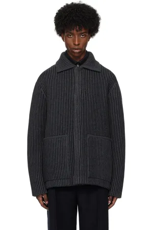 Ermenegildo Zegna Blouson ouvrier gris en laine et cachemire