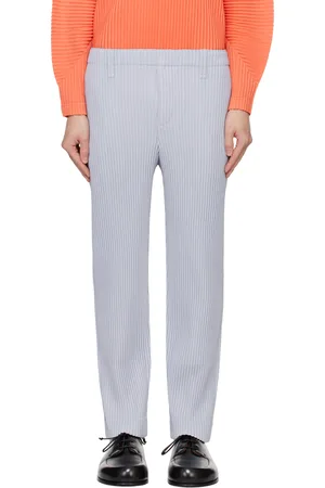 Issey Miyake Pantalon plissé Kersey bleu