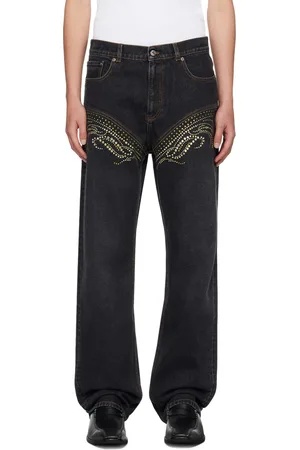 Y / PROJECT Jean noir à ornements facettés exclusif à SSENSE
