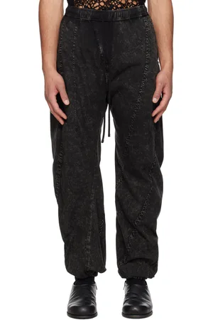 JULIUS Pantalon Hellion noir à coutures extérieures incurvées