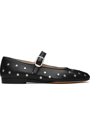 Le Monde Beryl Ballerines de style Charles IX noires en cuir à clous