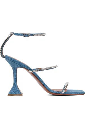 Amina Muaddi Sandales à talon sablier Gilda bleues