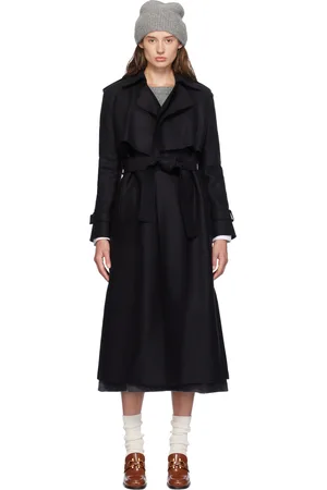 Harris Wharf London Trench noir en laine pressée