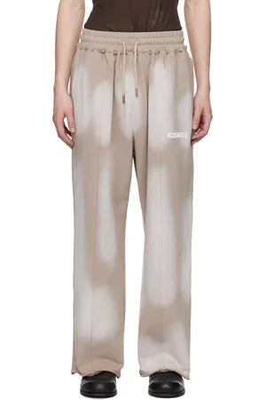 Kusikohc Pantalon de survêtement gris à effet délavé