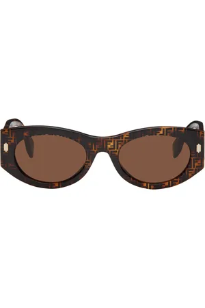 Fendi Lunettes de soleil brunes à logo Roma