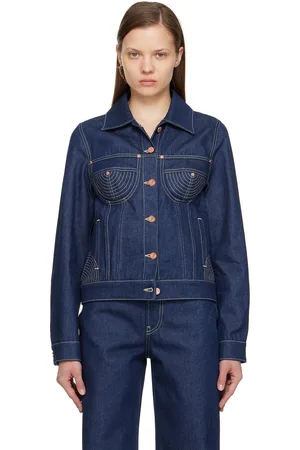 Jean Paul Gaultier Blouson indigo en denim à panneaux