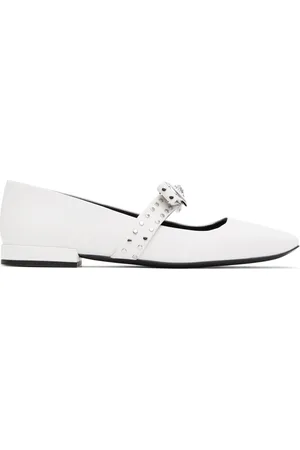 VERSACE Ballerines blanches à boucle Gianni et à clous