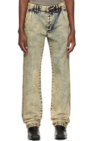 Kusikohc Jean bleu marine et beige à effet délavé