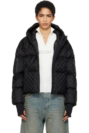 MISBHV Blouson matelassé noir à monogrammes carrés en nylon