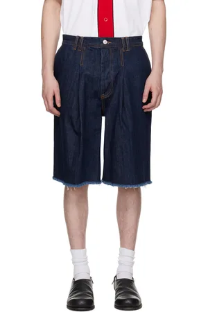 Kusikohc Short bleu marine en denim à pinces