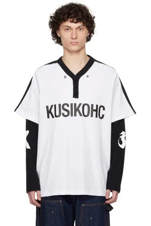 Kusikohc Polo de baseball à manches longues noir et blanc