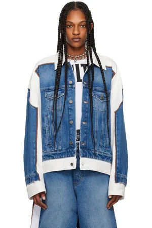 Jean Paul Gaultier Blouson bleu et blanc à appliqués trompe l
