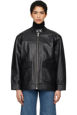 ANINE BING Blouson Henry noir en cuir