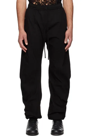 JULIUS Pantalon Hellion noir à coutures extérieures incurvées