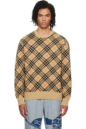 Burberry Pull brun en cachemire à carreaux