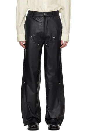 Deadwood Pantalon Deetz noir en cuir à empiècement aux genoux