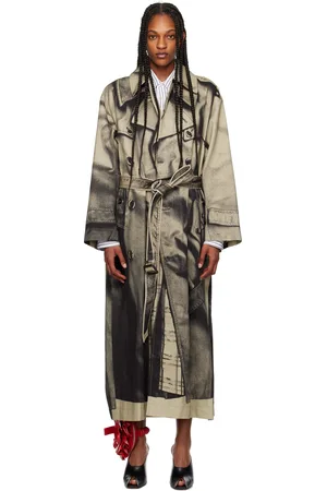 Jean Paul Gaultier Trench beige et noir à image trompe l