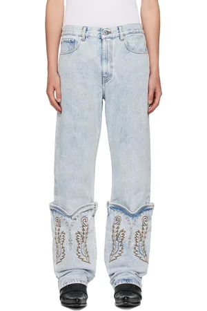 Y / PROJECT Jean bleu à revers étagés de style western exclusif à SSENSE