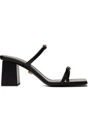 VERSACE Sandales à talon bottier noires à boucles Gianni