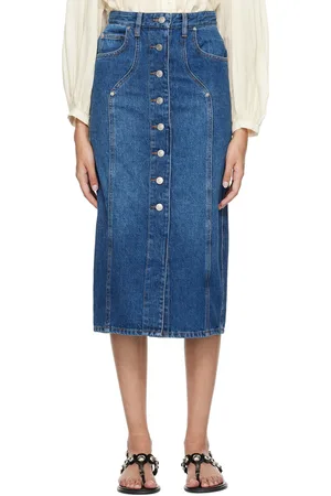 Isabel Marant Jupe midi Vandy bleue en denim