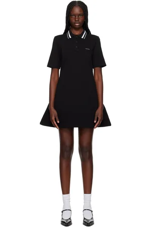We11 Done Robe courte de style polo noire à manches courtes