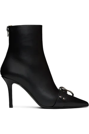 R13 Bottes à talon aiguille noires à harnais Sid
