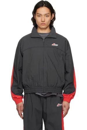 We11 Done Blouson de survêtement contrasté gris et rouge à logo Selldone