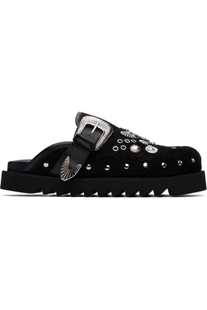 TOGA VIRILIS Flâneurs de style sabot à enfiler noirs à œillets en métal