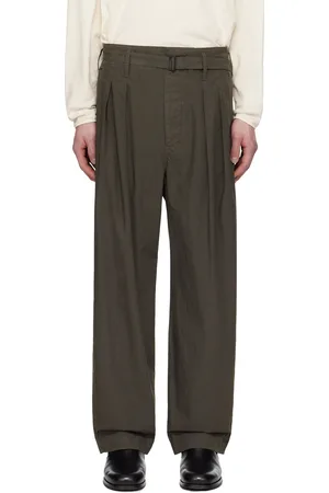 LEMAIRE Pantalon brun à ceinture et à plis