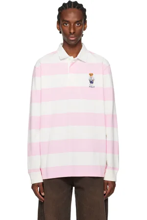 Ralph Lauren Polo de rugby rose et blanc en jersey à ourson Polo Bear et à coupe classique