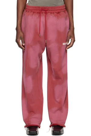 Kusikohc Pantalon de survêtement rouge à effet délavé