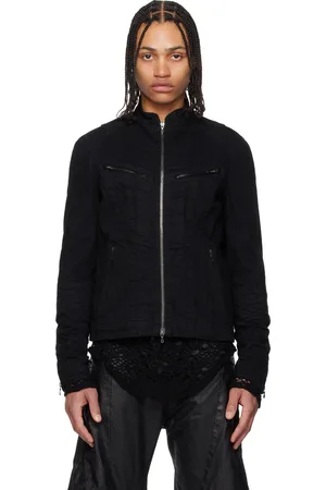 JULIUS Blouson noir en denim à nervures