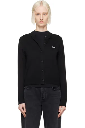 Maison Kitsuné Cardigan noir à écusson à logo de renard