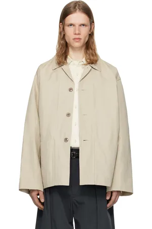 LEMAIRE Blouson de travail droit beige à simple boutonnage