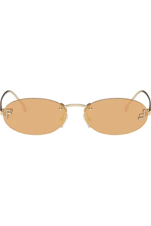 Fendi Lunettes de soleil dorées à ferrures First à ornements facettés